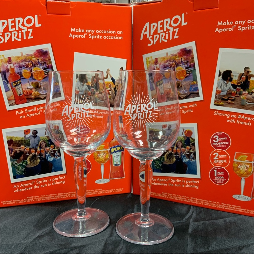 New Aperol Spritz Cocktail Glasses Set Of 2 - Picture 8 of 13